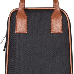 dgools Black-Tan Faux Leather & Linen PVC Cotted Fabric Insulated Tiffin bag DG-TB05 Lunch Bag image 1