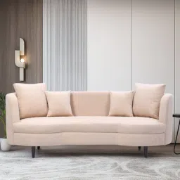 Cresta Corduroy Velvet Fabric 3 Seater Sofa in Beige Color-image-51