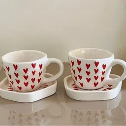 the earthy store Pack of 4 Ceramic Ceramic Handpainted Heart Mug, Coffee Mug, Tea Cup, Heart Cup, Heart Cup Mug-picture-47