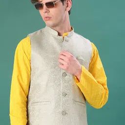 v-mart Men Self Design Nehru Jacket image 1