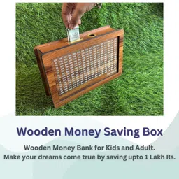 ikkubans Wooden Money Saving Box | Cash Saver Money Box with Counting Target Coin Bank Coin Bank image 4