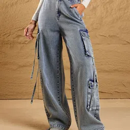 Women Straight Fit High Rise Blue Jeans-image-59