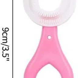vitzie U Shaped Toothbrush for Kids Silicone Brush For 2-6 Years (pink) Ultra Soft Toothbrush image 2