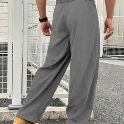 rajovati Men Regular Fit Grey Viscose Rayon Trousers image 3