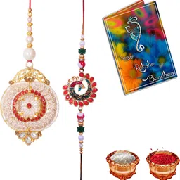 Designer YD-TC-11 Gold Finish Lumba, Rakhi, Chawal Roli Pack, Greeting Card Set-image-40