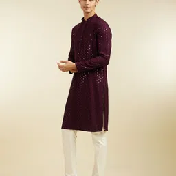 diwas by manyavar Men Embroidered Viscose Rayon Straight Kurta image 5