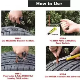 fkok Car Puncher Repair Kit For Universal For Car Supro Tubeless Tyre Puncture Repair Kit image 2