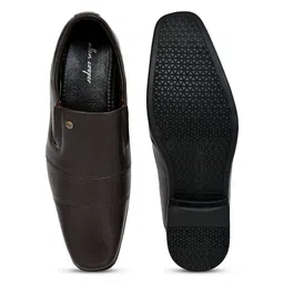 Allen Cooper Men Brown Solid Genuine Leather Formal Slip-Ons image 5