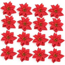 TIED RIBBONS Set of 12 Christmas Decoration Artificial Poinsettia image 5