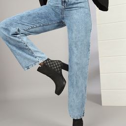 Freehand by The Indian Garage Co Women Straight Fit High-Rise Clean Look Pure Cotton Jeans-picture-10