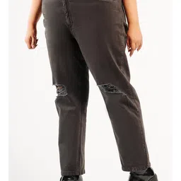 FREAKINS Women Plus Size Mom Fit High-Rise Slash Knee Stretchable Jeans-picture-18