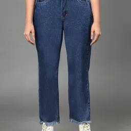 AngelFab Women Jean Straight Fit High-Rise Light Fade Cotton Jeans-image-92