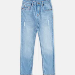 Pantaloons Junior Boys Blue Low Distress Light Fade Cotton Jeans-picture-17