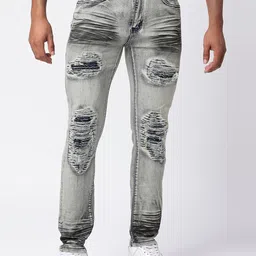 WAIMEA Men Blue Skinny Fit Mildly Distressed Heavy Fade Stretchable Jeans-image-92