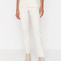 Trendyol Women Off White Cotton Jeans-image-9