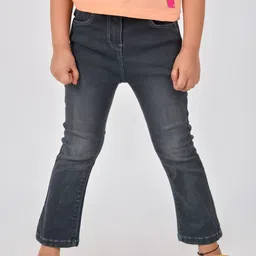 TALES & STORIES Girls Grey Bootcut Low Distress Light Fade Stretchable Jeans-picture-23