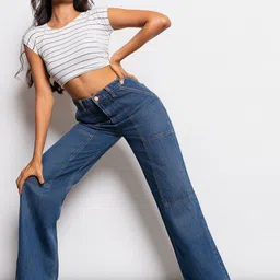 FREAKINS Women Blue Straight Fit High-Rise Light Fade Jeans-picture-24