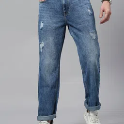 The Roadster Lifestyle Co. Men Blue Straight Fit Light Fade Mildly Distressed Jeans-picture-11