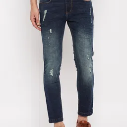 Duke Men Blue Slim Fit Mildly Distressed Heavy Fade Stretchable Jeans-image-48