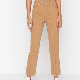 Trendyol Women Camel Brown Clean Look Pure Cotton Jeans-picture-18