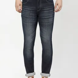 TNG Men Navy Blue Slim Fit Light Fade Stretchable Cotton  Jeans-image-5