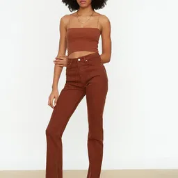 Trendyol Women Brown Cotton Jeans-picture-35