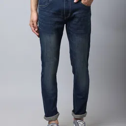 Cantabil Men Blue Solid Regular Fit Light Fade Cotton Jeans-picture-25