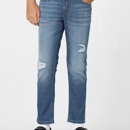 Jack & Jones Junior Boys Blue Straight Fit Mildly Distressed Heavy Fade Jeans-picture-36