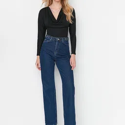 Trendyol Women Navy Blue Cotton Jeans-picture-26