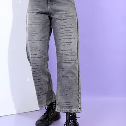 Tokyo Talkies Women Grey Wide Leg Highly Distressed Heavy Fade Jeans-image-37