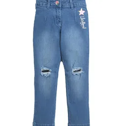 Tiny Girl Girls Blue Mildly Distressed Light Fade Ripped Cotton Jeans-picture-41