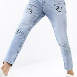 HIGHLANDER Men Blue Tapered Fit Mildly Distressed Heavy Fade Stretchable Jeans image 1