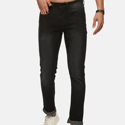 Old Grey Men Black Skinny Fit Light Fade Stretchable Cotton Jeans-picture-27