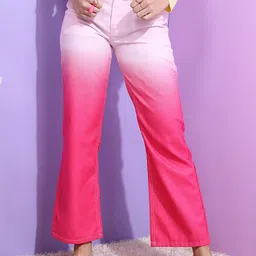 Tokyo Talkies Women Pink Flared Heavy Fade Jeans-image-26