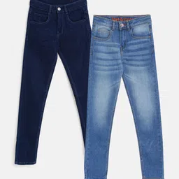 TALES & STORIES Boys Pack of 2 Cotton Slim Fit Slash Knee Stretchable Jeans-picture-27