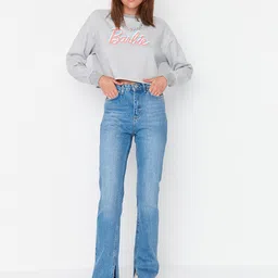 Trendyol Women Navy Blue Light Fade Cotton  Jeans-picture-33