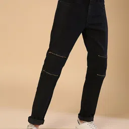 Campus Sutra Men Black Front Zip Stretchable Jeans-picture-30