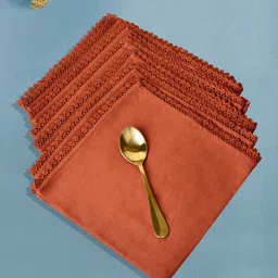StyleMyWay Set Of 6 Solid Crochet Cotton Table Napkins-picture-23