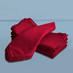 StyleMyWay Set Of 6 Solid Crochet Cotton Table Napkins-picture-36