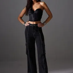 Miss Chase Women Wide Leg High-Rise Heavy Fade Stretchable Jeans-image-39