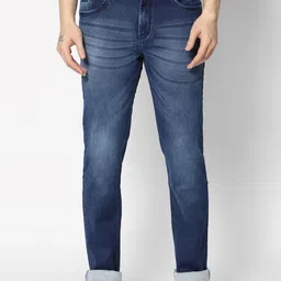 HJ HASASI Men Navy Blue Light Fade Stretchable Regular Fit Jeans-picture-13