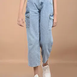 Crimsoune Club Girls Cotton Relaxed Fit Light Fade Jeans-picture-16