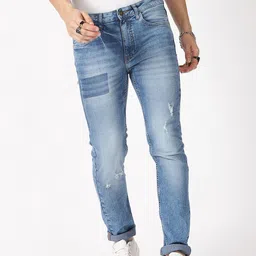 hardsoda by the indian garage co HARDSODA Men Slim Fit Mildly Distressed Cotton Stretchable Jeans-picture-20