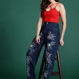 DressBerry Women Floral Printed Slouchy Fit Stretchable Jeans-image-31