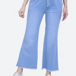 FCK-3 Women Blue Brittney Wide Leg High-Rise Cropped Stretchable Jeans-picture-21