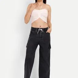 Next One Women Smart Wide Leg High-Rise Clean Look Stretchable Jeans-picture-35