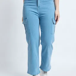 TULIP 21 Women Hottie Straight Fit High-Rise Denim Cargo Jeans-picture-25