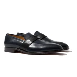 Rapawalk Blue & Black Handcrafted Standard Width Leather Slipons-picture-16