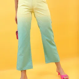 Tokyo Talkies Women Lime Green Cotton Flared Jeans-picture-27