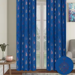 Cortina Navy Blue 2 Pieces Ethnic Motifs Black Out Door Curtains-picture-32